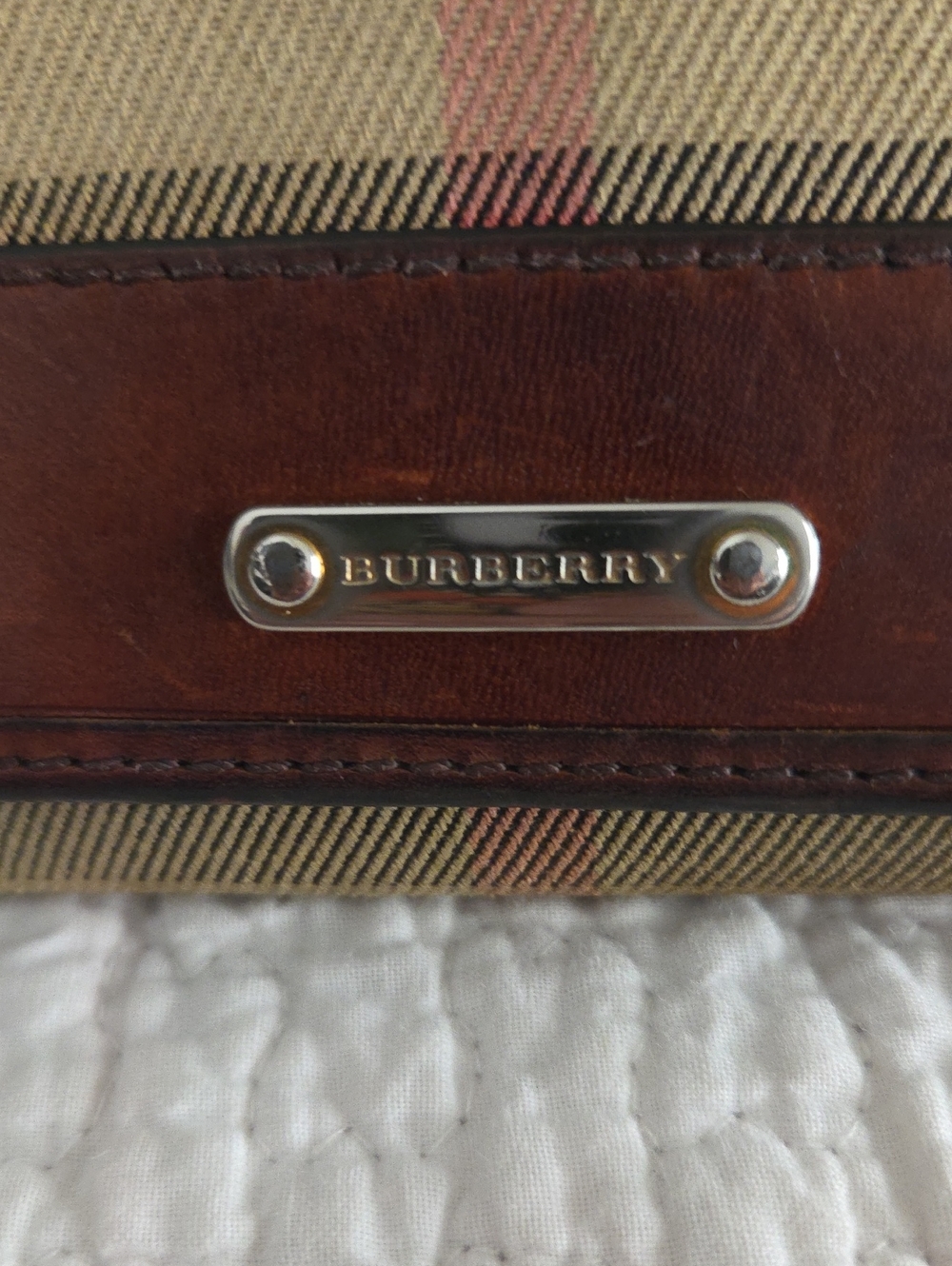 Burberry Beige Plaid Continental Wallet with Brown Leather Trim - Picture 4 of 16